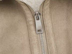 Women Clothing Autumn Winter Collared Thread Hem Zipper Jacket Coat SenDa