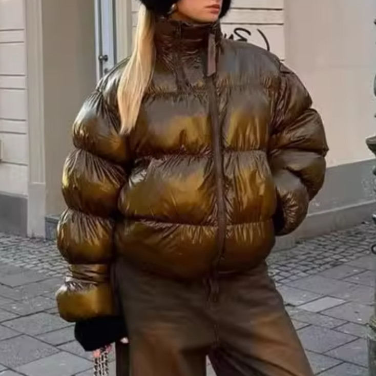 Stand Collar Double Zipper Bread Coat Women Winter Casual Loose Solid Color Warm Keeping Thickened Cotton Padded Coat TinkleBell