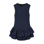 Women Clothing Autumn Sweet Romantic Plaid Laminated Decoration Short Dress flightCourse