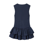 Women Clothing Autumn Sweet Romantic Plaid Laminated Decoration Short Dress flightCourse