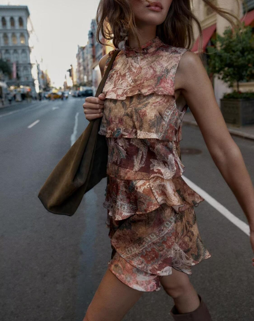 Fall Women Clothing Printing Laminated Decoration Mini Dress flightCourse