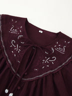 Women Long Sleeve Casual Beaded Embroidered Shirt