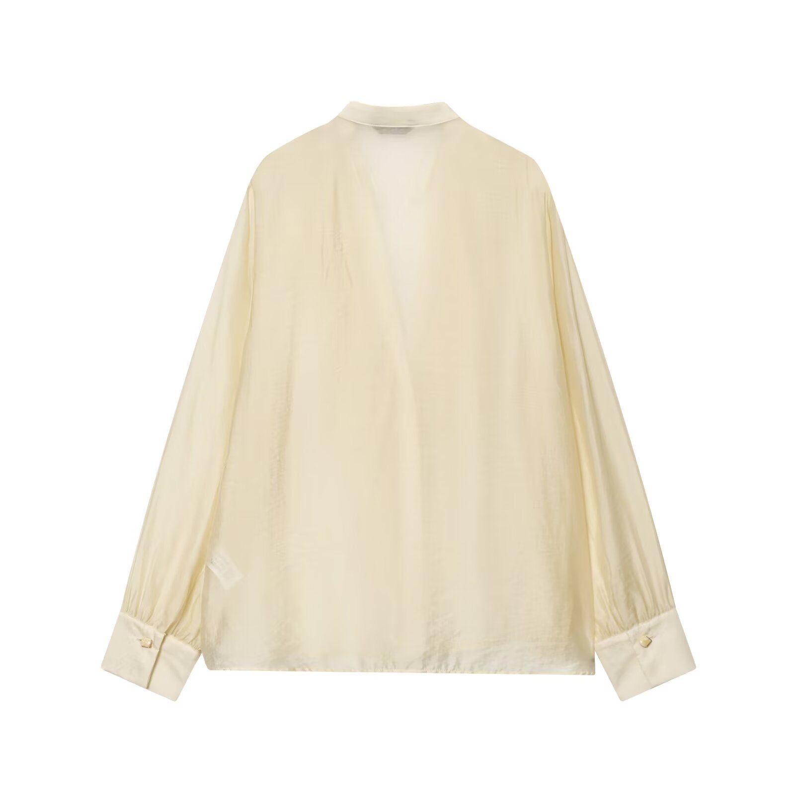 Camisa con lazo laminado para mujer, otoño
