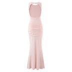 Slim Fit Standard Pleating Twisted Sleeveless Dress Women Summer Elegant Backless Tight Waist Sexy Maxi Dress Camille