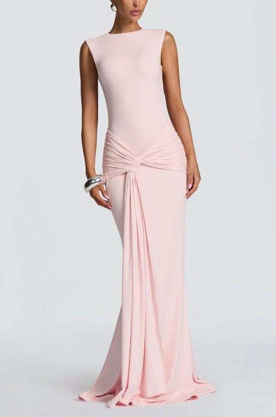 Slim Fit Standard Pleating Twisted Sleeveless Dress Women Summer Elegant Backless Tight Waist Sexy Maxi Dress Camille