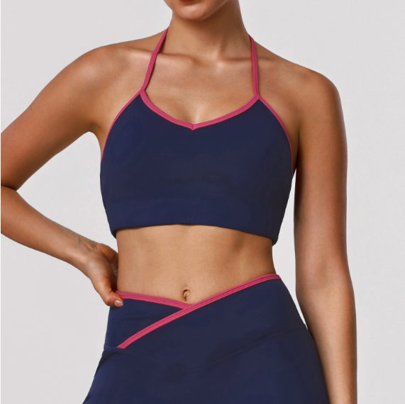 Comfortable High Elastic Yoga Bra Halter Beauty Back Fitness Vest with Pad Push up Wireless Sports Underwear YiGlo