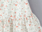 Autumn Gentle Sweet Floral Lace Stitching Printing Dress Tight Waist Puff Sleeve Super Fairy Princess Dress Aiostar