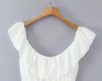 French Sexy Deep U Neck Fitted Waist Bowknot Lace up Dress Slim Fit Slimming Sexy Vest Dress Aiostar