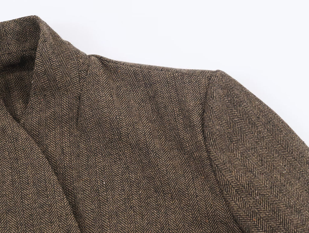 Women Clothing Winter Office Herringbone Twill Blazer SenDa