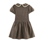 Women Plaid Small round Collared Dress SenDa