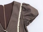 Women Plaid Small round Collared Dress SenDa