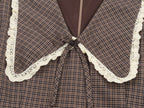 Women Plaid Small round Collared Dress SenDa