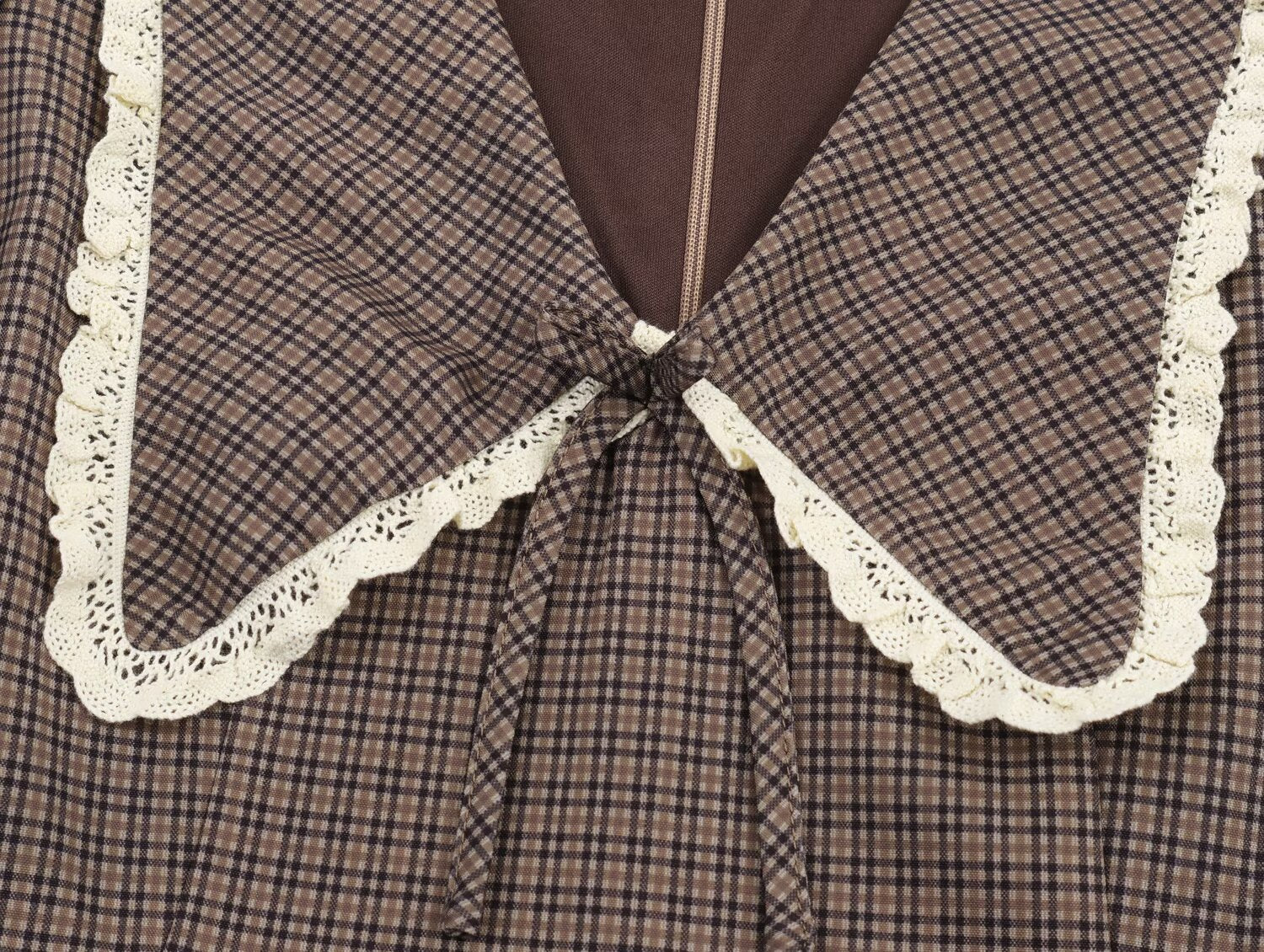 Women Plaid Small round Collared Dress SenDa