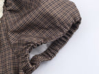 Women Plaid Small round Collared Dress SenDa
