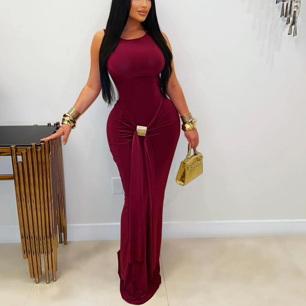 Women Wear Elegant Solid Color Slim Fit Backless Dress Freedom