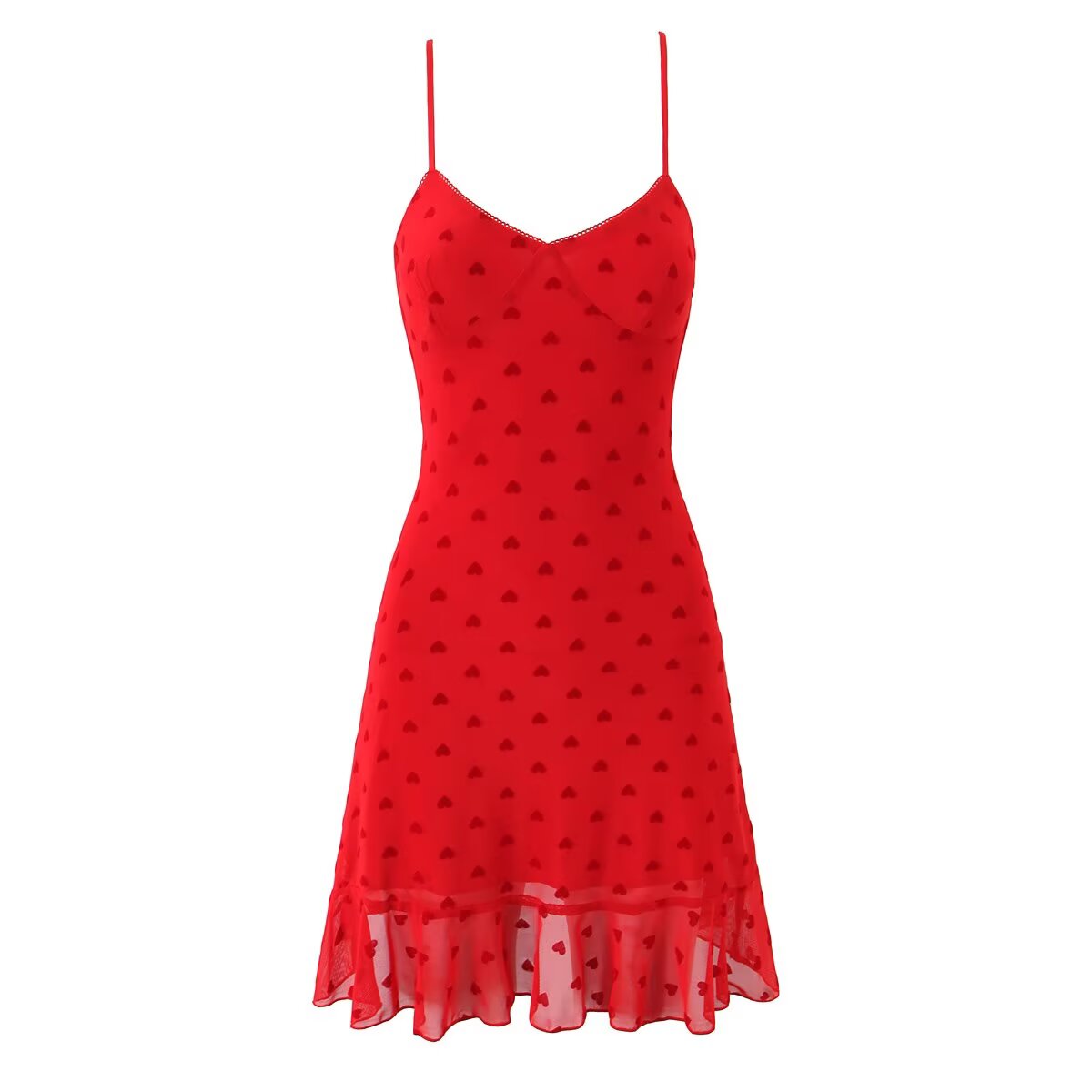 Women All Match Low Collar Lovely Polka Dot Mini Strap Dress Aiostar
