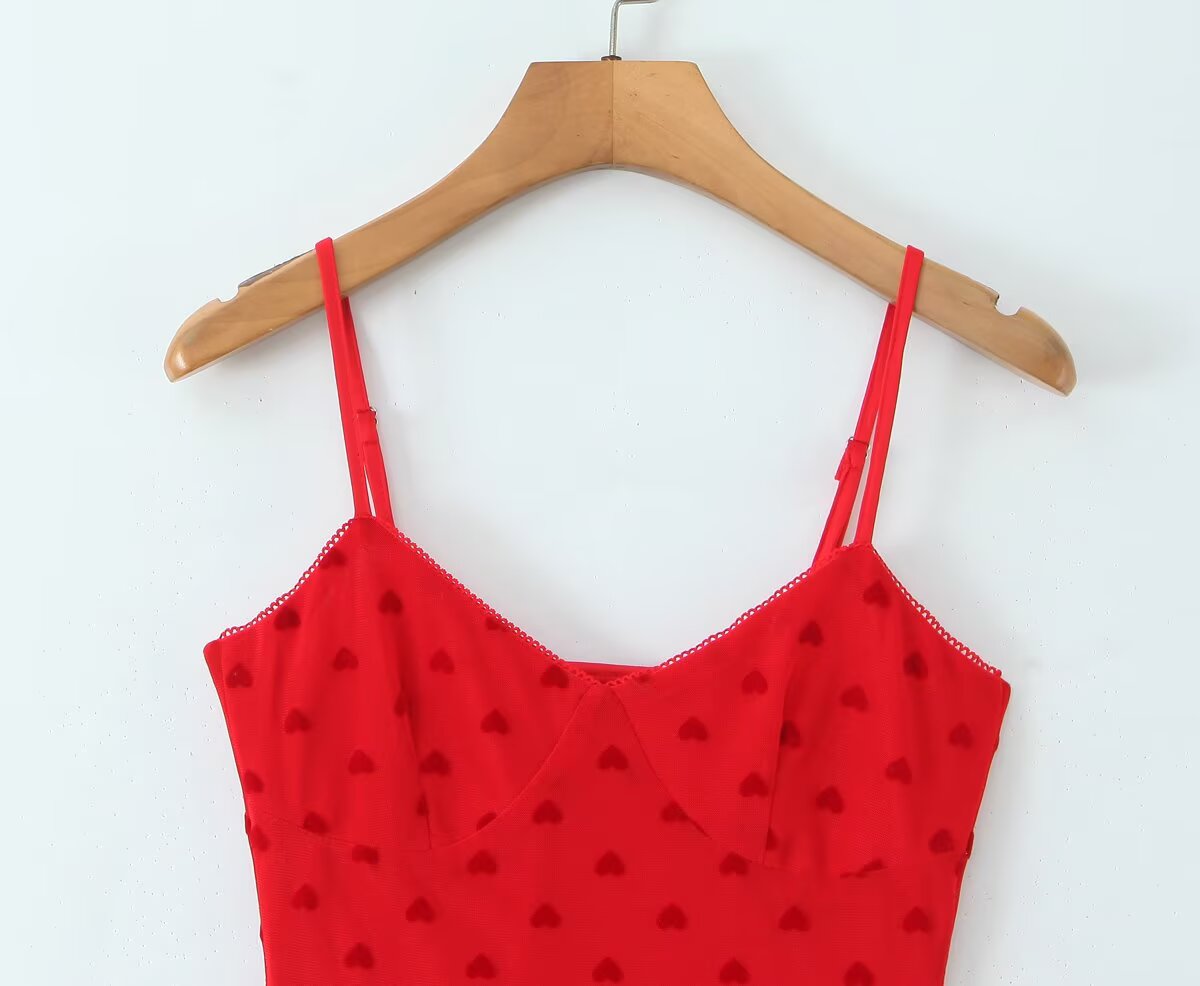 Women All Match Low Collar Lovely Polka Dot Mini Strap Dress Aiostar
