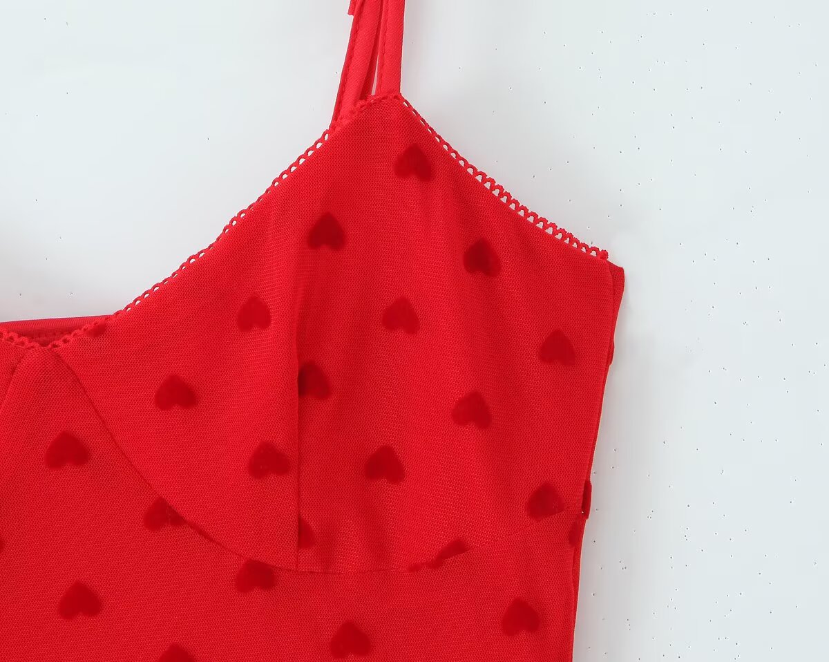 Women All Match Low Collar Lovely Polka Dot Mini Strap Dress Aiostar