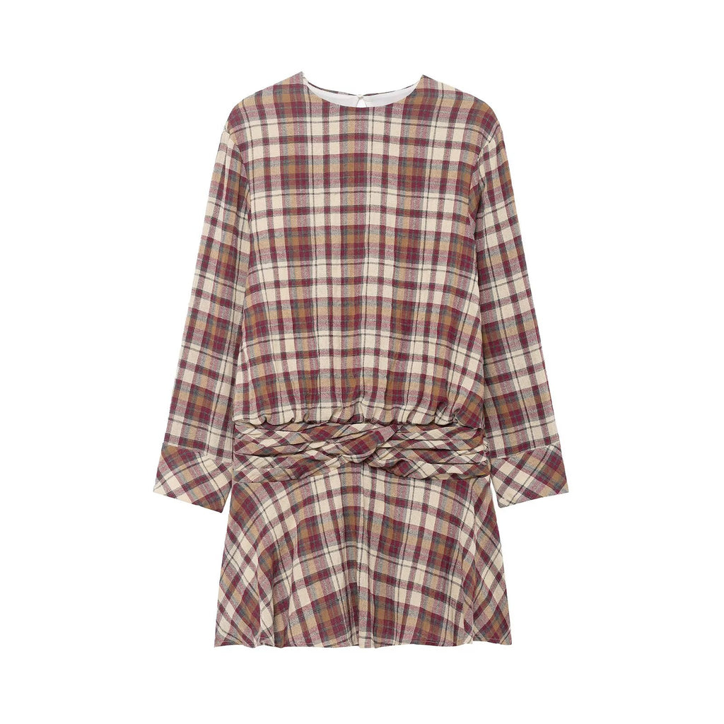 Women Clothing Summer Fashionable Plaid Mini Dress flightCourse