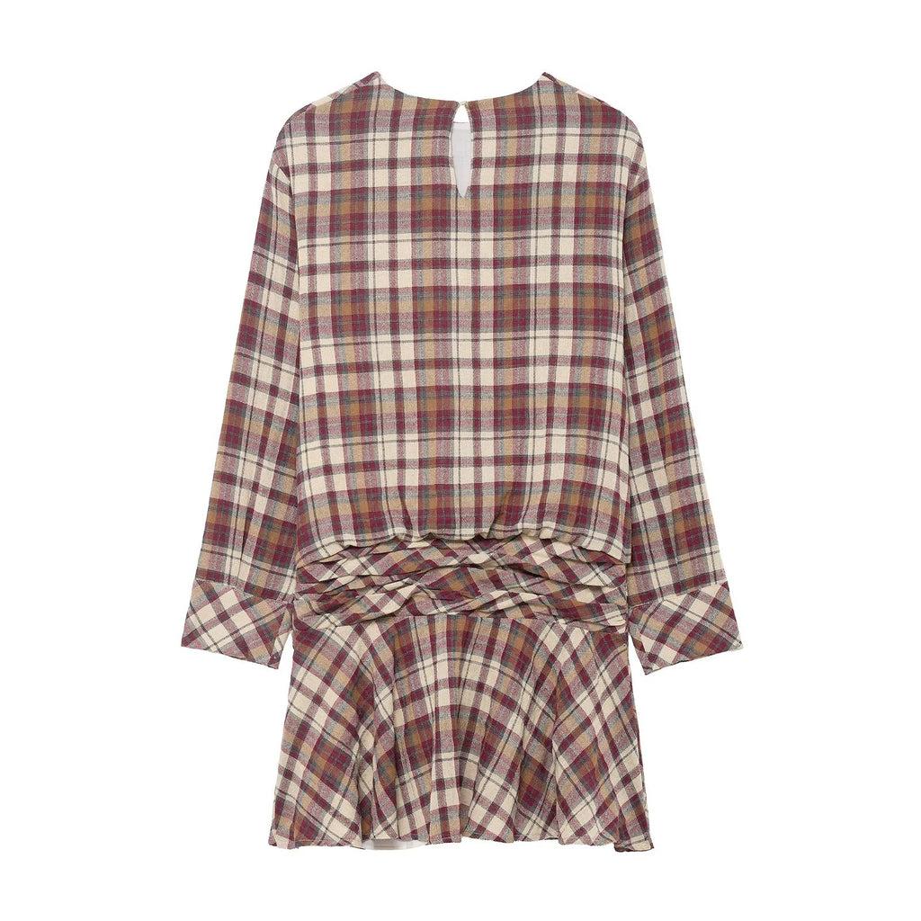 Women Clothing Summer Fashionable Plaid Mini Dress flightCourse