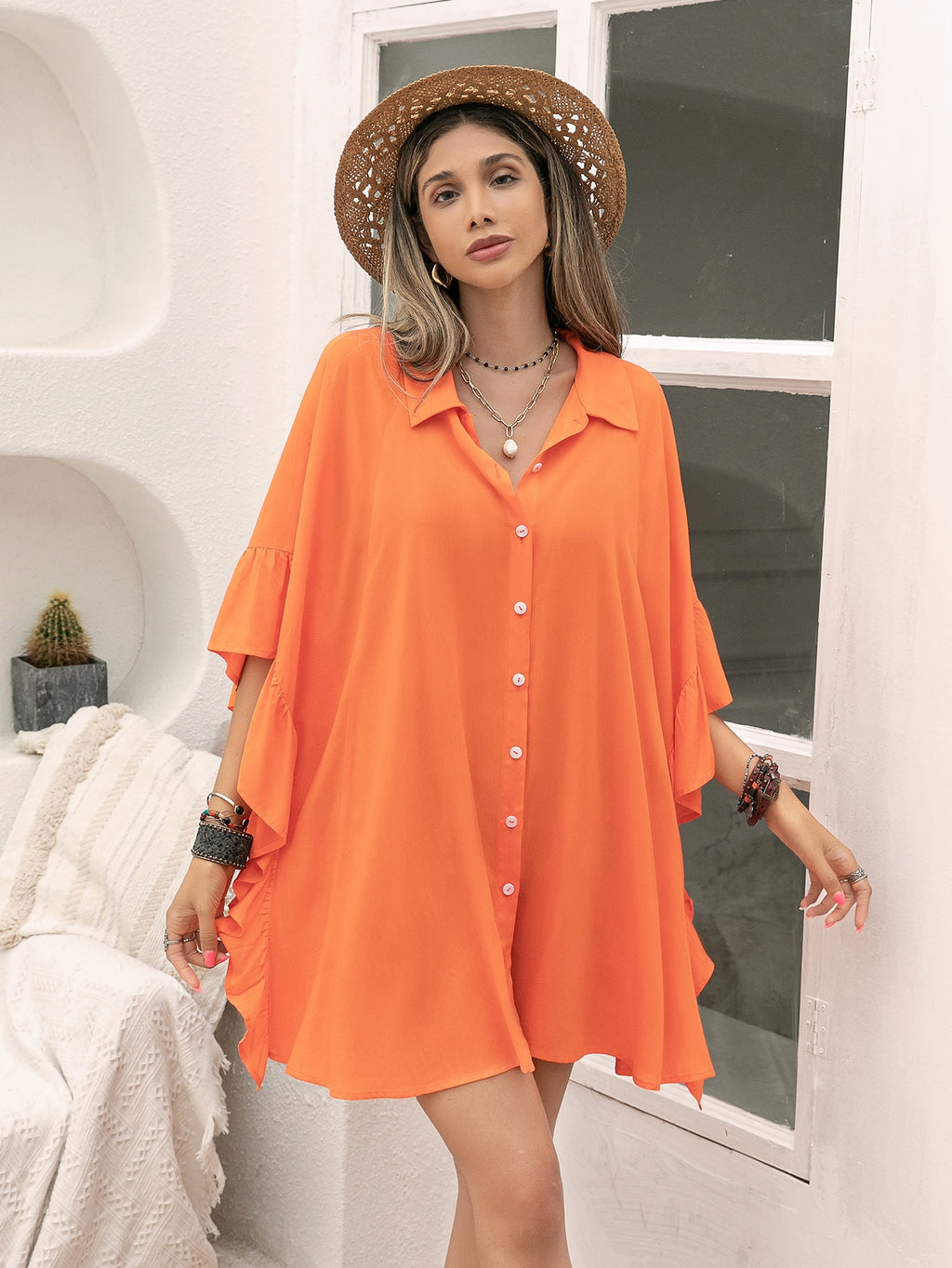 Camisa informal de manga larga para vacaciones para mujer