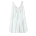 Robe sexy sans manches à col en V ornée de dentelle et de volants