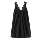 Robe sexy sans manches à col en V ornée de dentelle et de volants