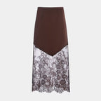 Women Clothing Winter Sexy See through Lace Stitching High Waist Skirt Long Skirt