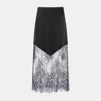 Women Clothing Winter Sexy See through Lace Stitching High Waist Skirt Long Skirt
