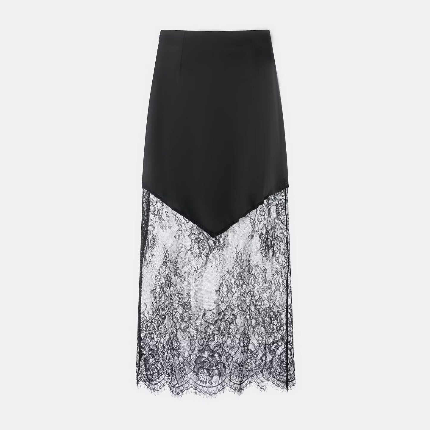 Jupe longue d'hiver sexy en dentelle transparente à taille haute pour femme
