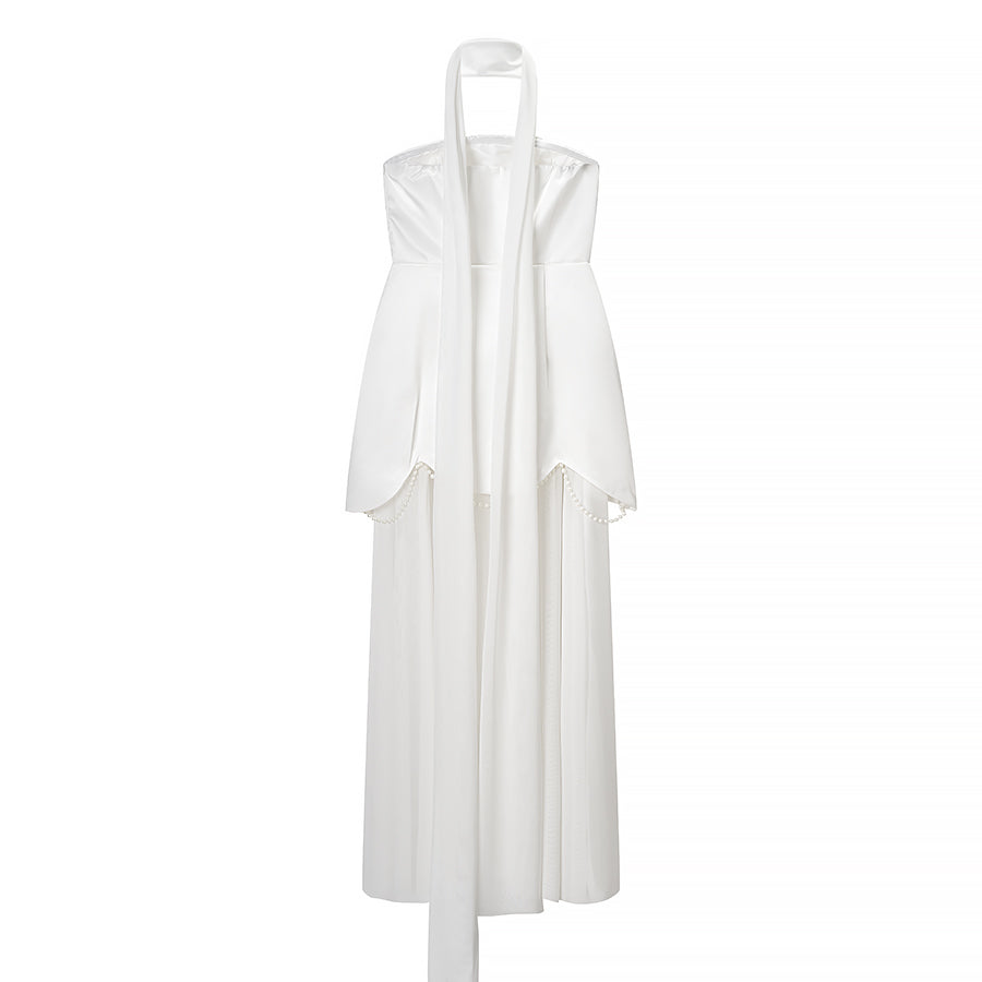 Robe bustier sexy d'hiver pour femme, dos nu, sans manches, couleur unie, avec coutures en résille