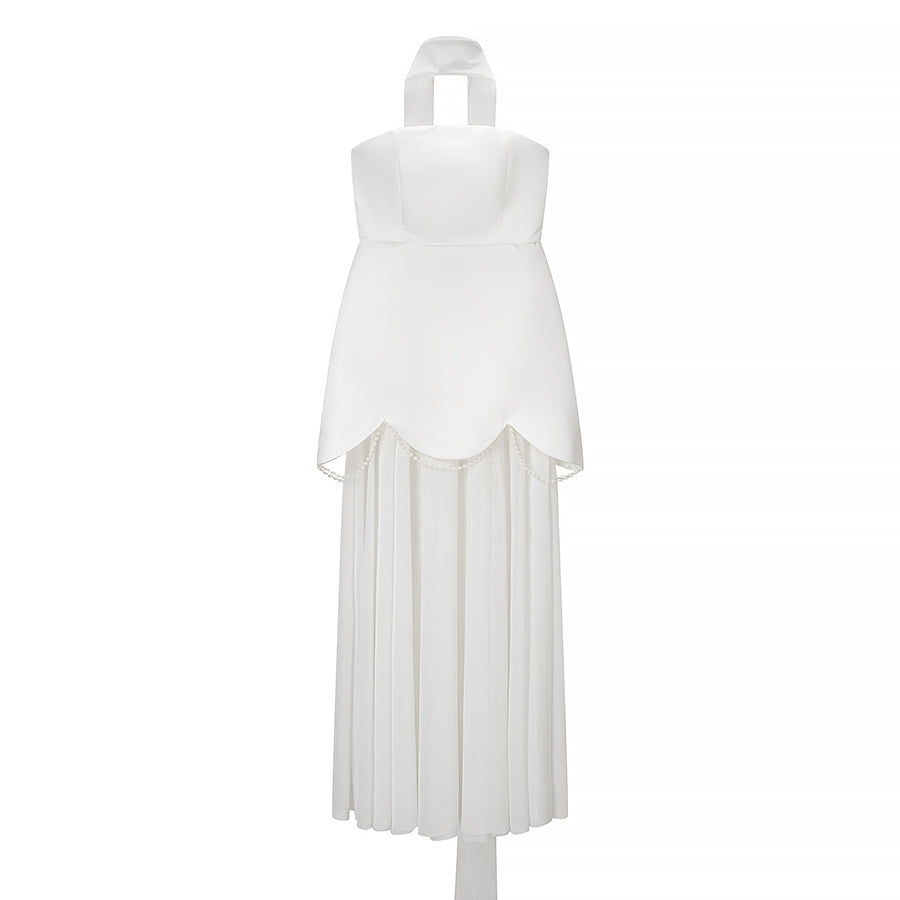 Robe bustier sexy d'hiver pour femme, dos nu, sans manches, couleur unie, avec coutures en résille