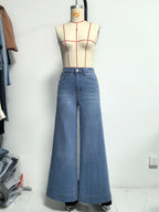 Spring Summer Retro Washed Wide Leg Jeans Loose Slimming High Jeans for Women Cisco