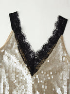 Robe en dentelle ornée de perles pour femme