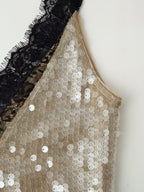 Robe en dentelle ornée de perles pour femme