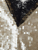 Robe en dentelle ornée de perles pour femme