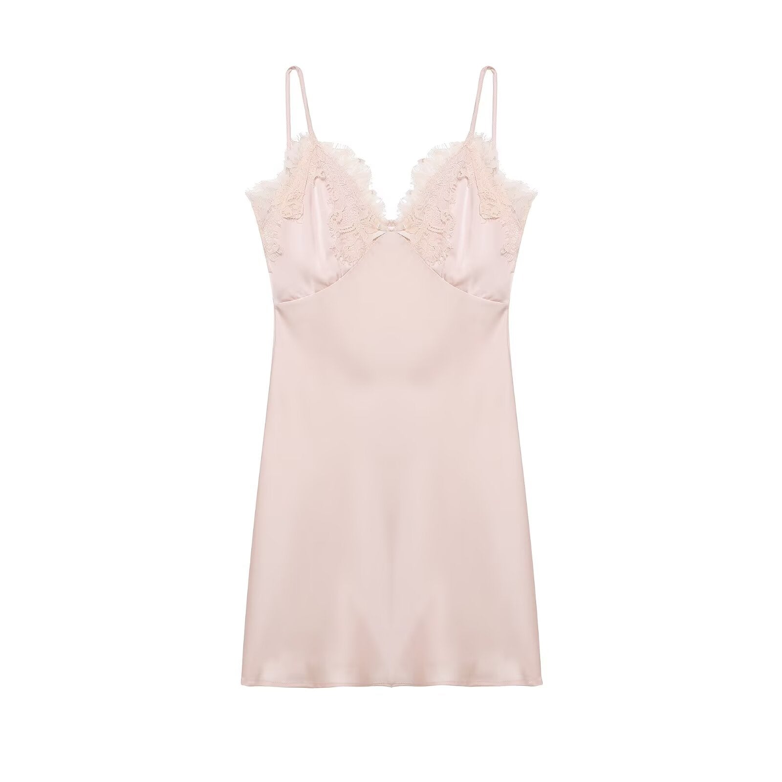 Early Spring Women Clothing Elegant Fashionable Slimming Silk Satin Lace Stitching Cami Dress flightCourse
