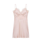 Early Spring Women Clothing Elegant Fashionable Slimming Silk Satin Lace Stitching Cami Dress flightCourse