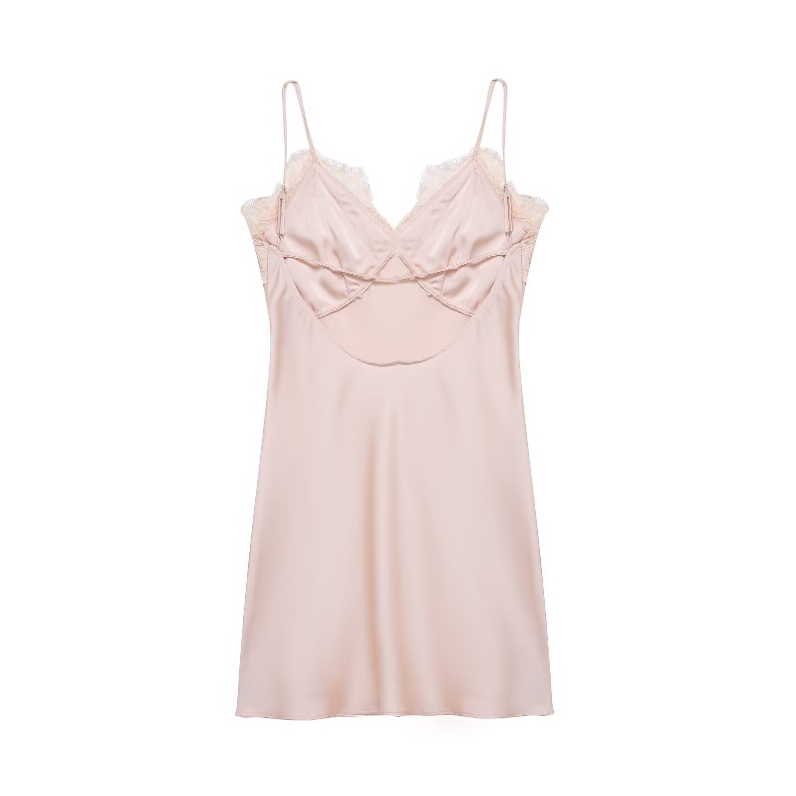 Early Spring Women Clothing Elegant Fashionable Slimming Silk Satin Lace Stitching Cami Dress flightCourse