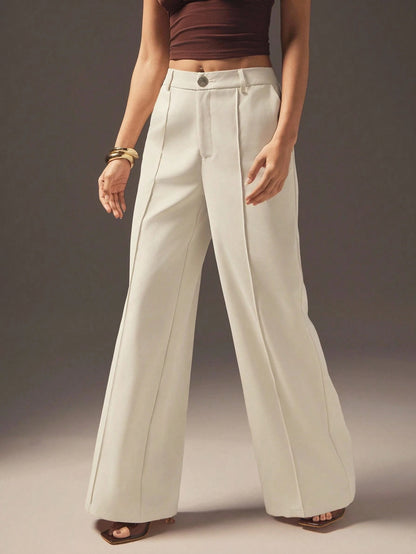 Apricot High Waist Slimming Small Women Pants Loose Idle Casual Draping High Grade Autumn Winter Narrow Wide Leg Pants EverBillion