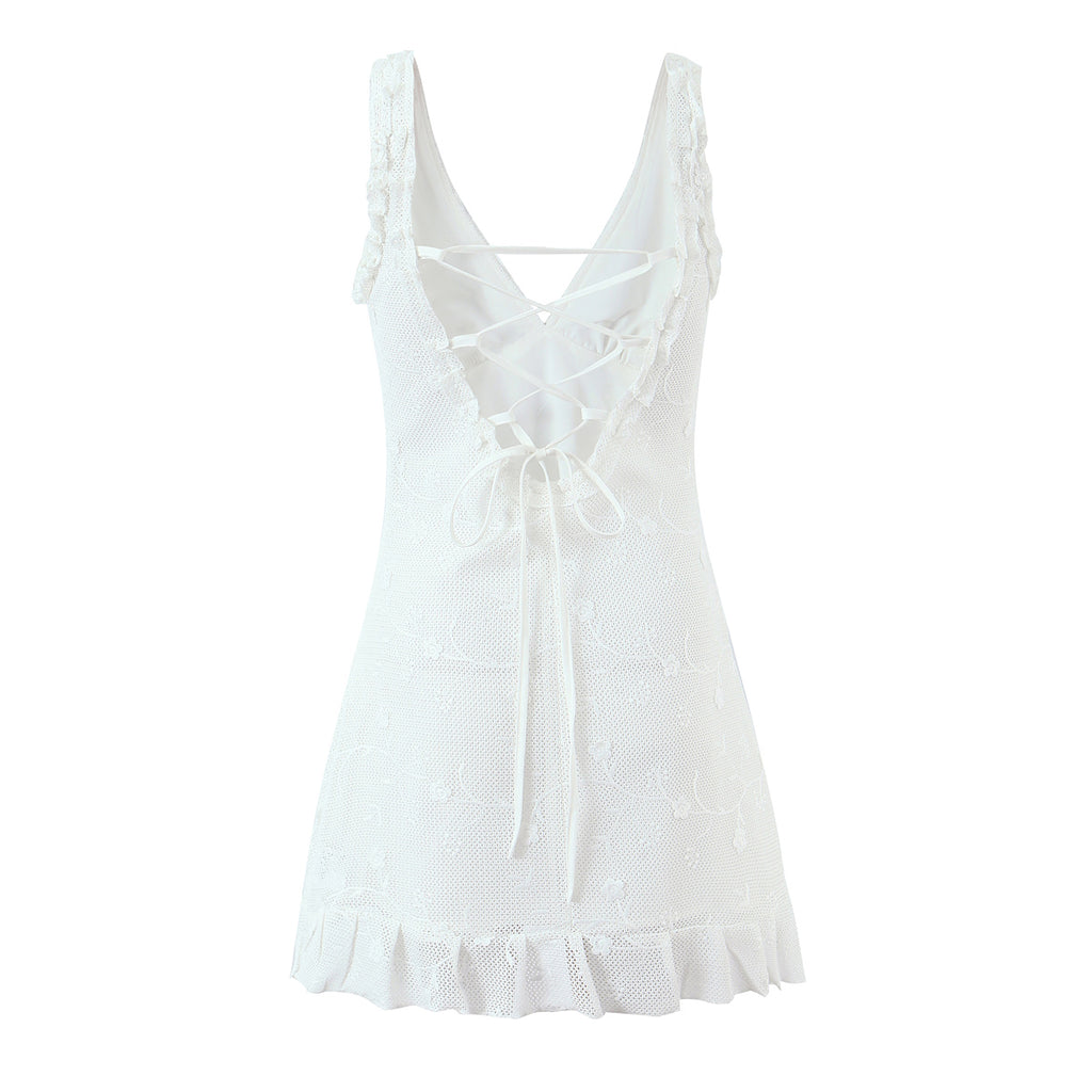 Women Clothing Mesh Embroidered Vest Dress Camille