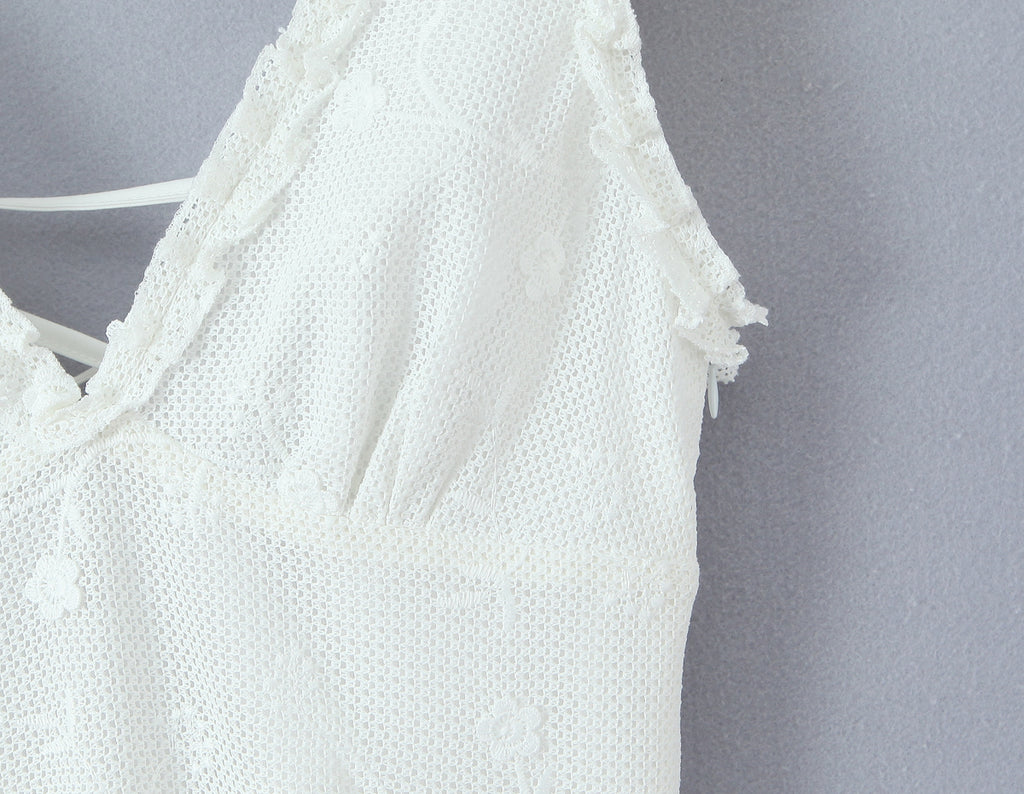Women Clothing Mesh Embroidered Vest Dress Camille