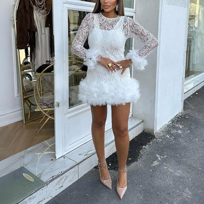 Women Spring Lace Round Neck Two Piece Set Dress Coya