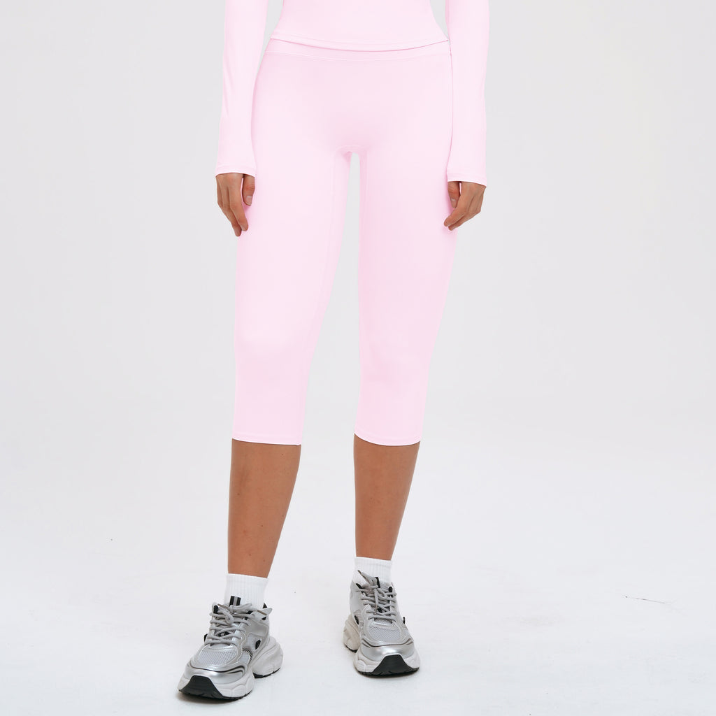 Brushed Yoga Knee Length Pants High Waist Tight Slimming Sports Pirate Shorts Running Outdoors Workout Clothes for Women Sollinarry