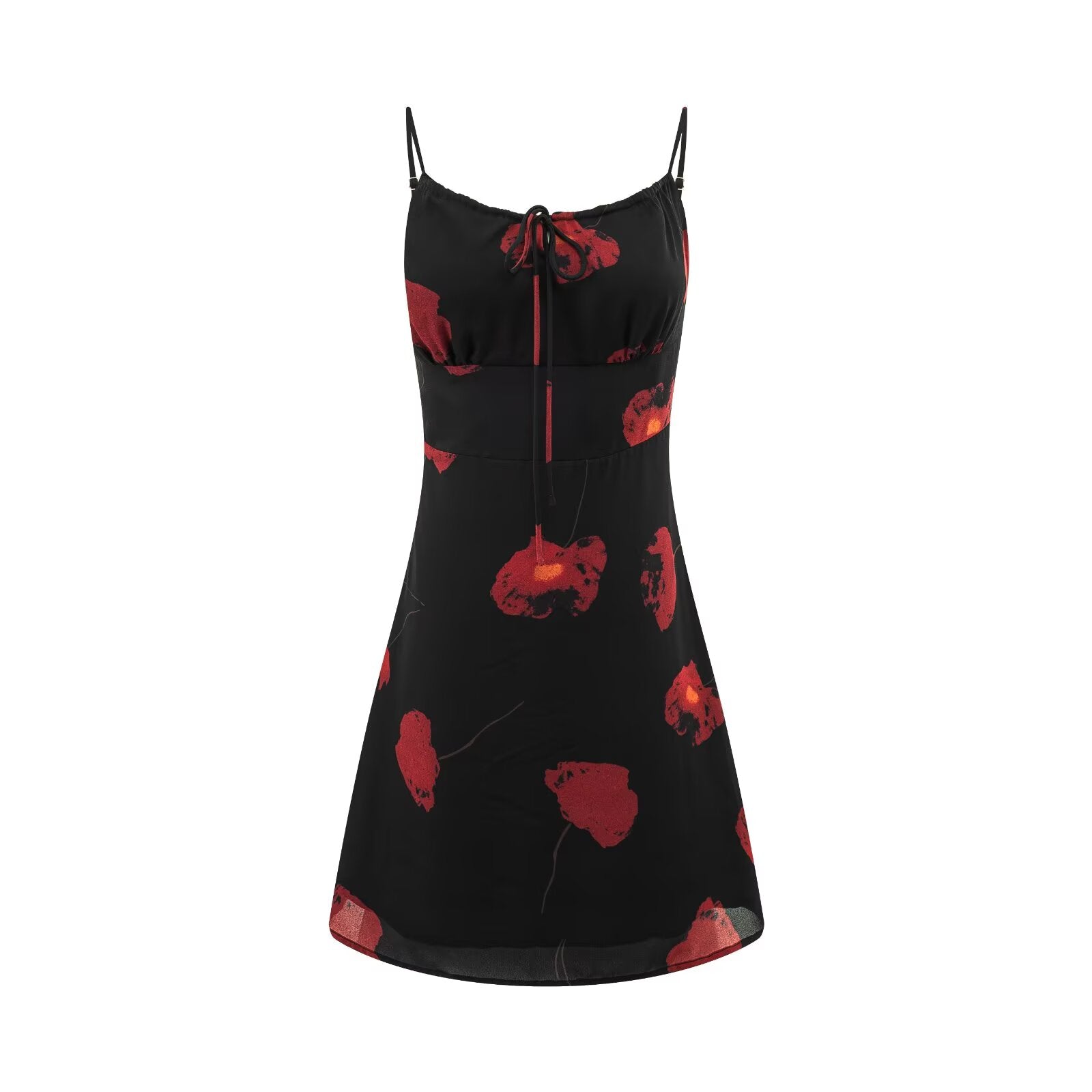 Summer Romantic Atmosphere Vacation Short Printed Waist Controlled Slimming Cami Dress PullWind