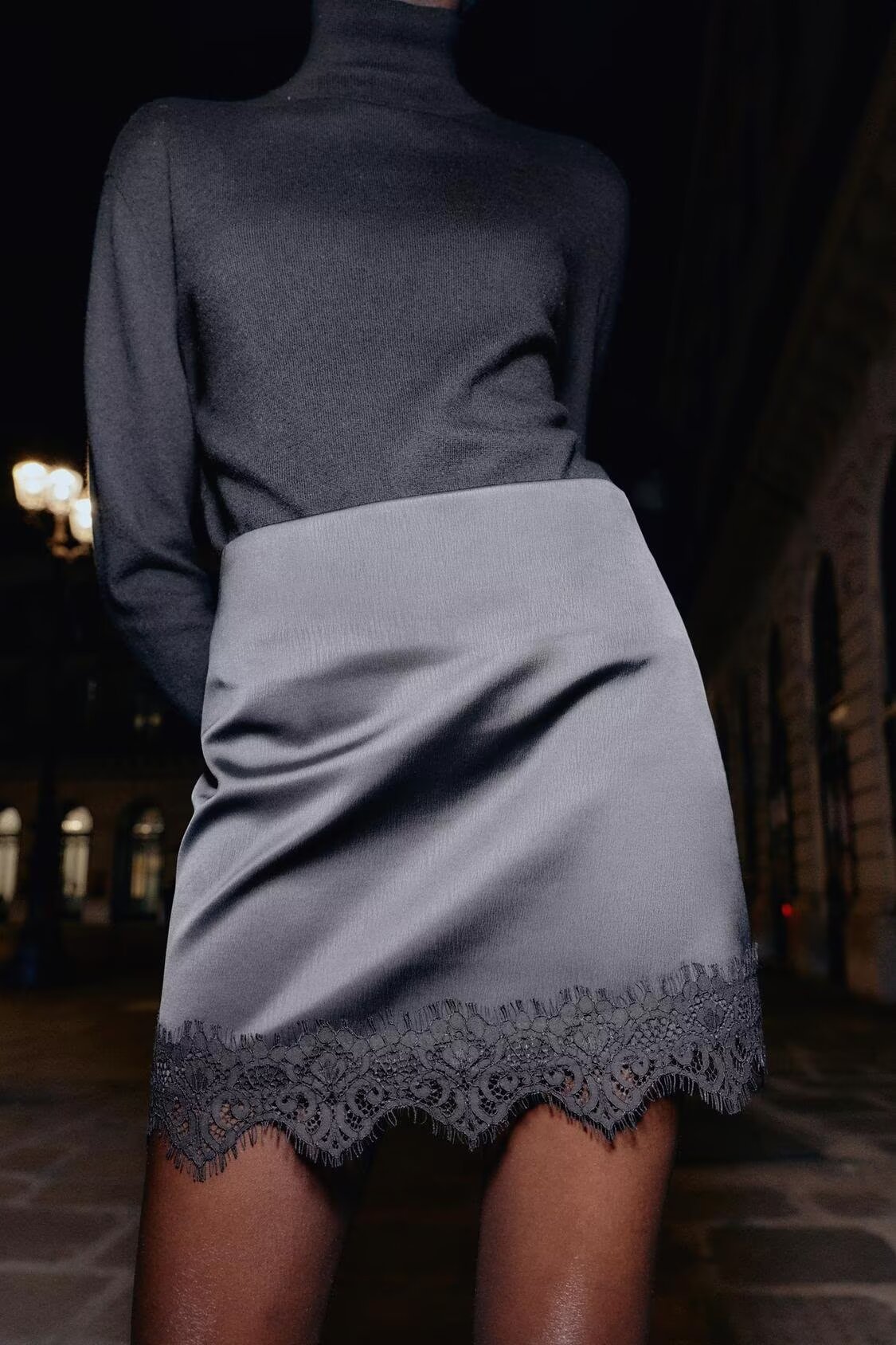 Autumn Winter Lace Hem Skirt Culottes flightCourse