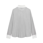 Camisa de mujer con costuras a rayas y lazo estilo western