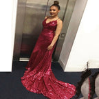 Spring Summer Women Clothing Maxi Dress Sleeveless Strap Dress V neck Sequ Backless Evening Dress SCC