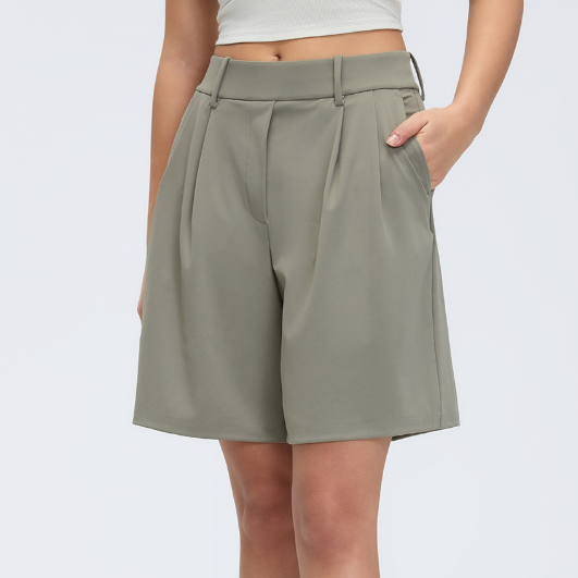 Summer Casual Straight Leg Shorts Women Solid Color High Waist Slimming Cropped Pants Loose Wide Leg Middle Pants Tichin