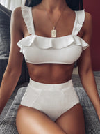 Women Seperated Swimwear Ruffled Sexy High Waist Bikini YatHin